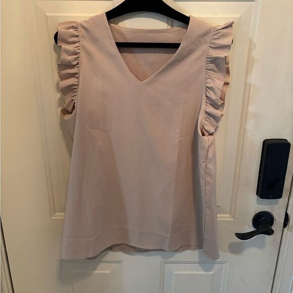 Amazon Cream Flutter Sleeve Blouse with Ruffled Details - Picture 2 of 4